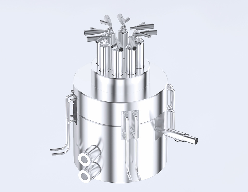 Single hole multi chamber needle valve hot runner system